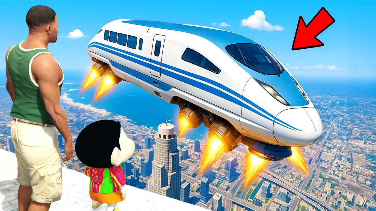 Franklin and Shinchan Found CRAZY FLYING TRAIN in GTA 5