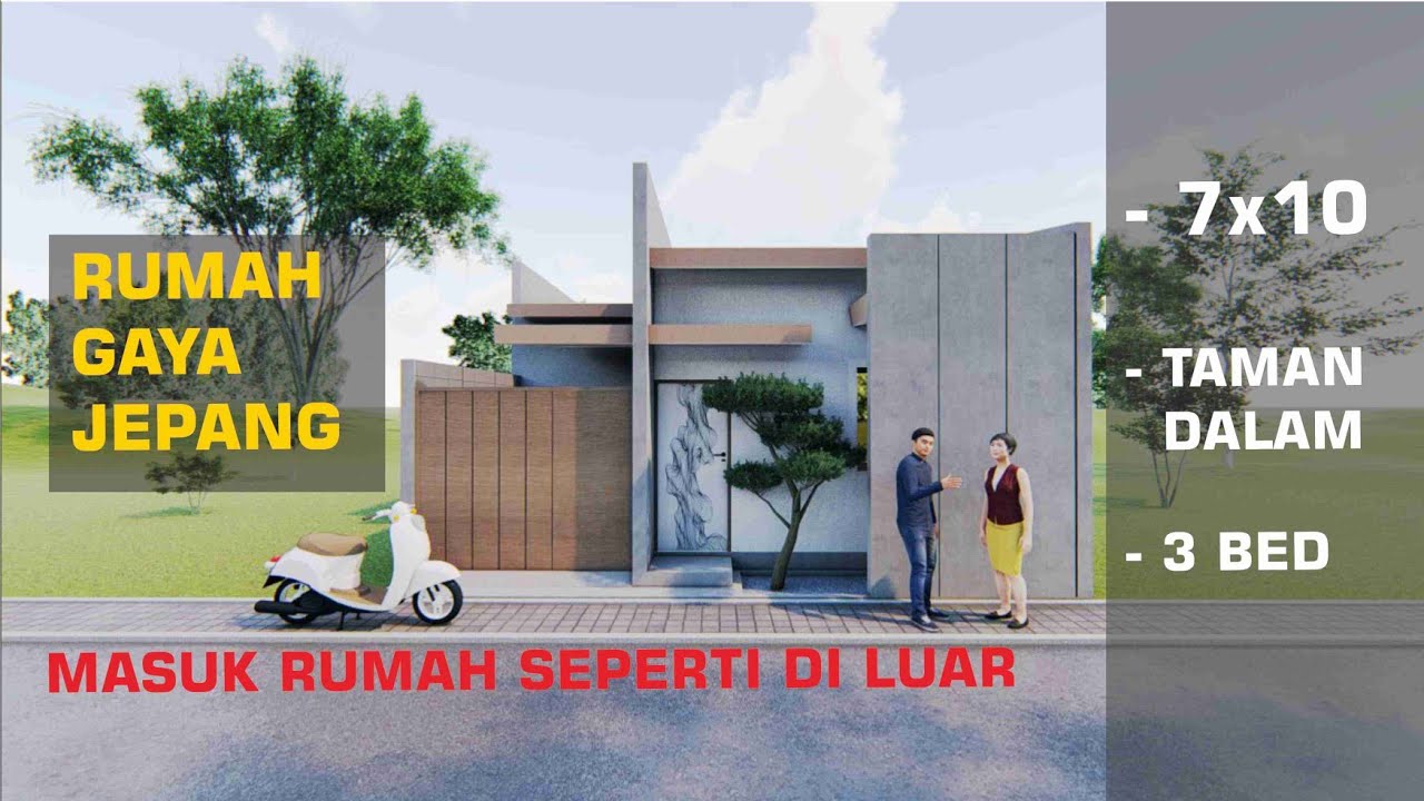 Desain rumah 7x10 gaya jepang minimalist, masuk rumah rasa di taman ?