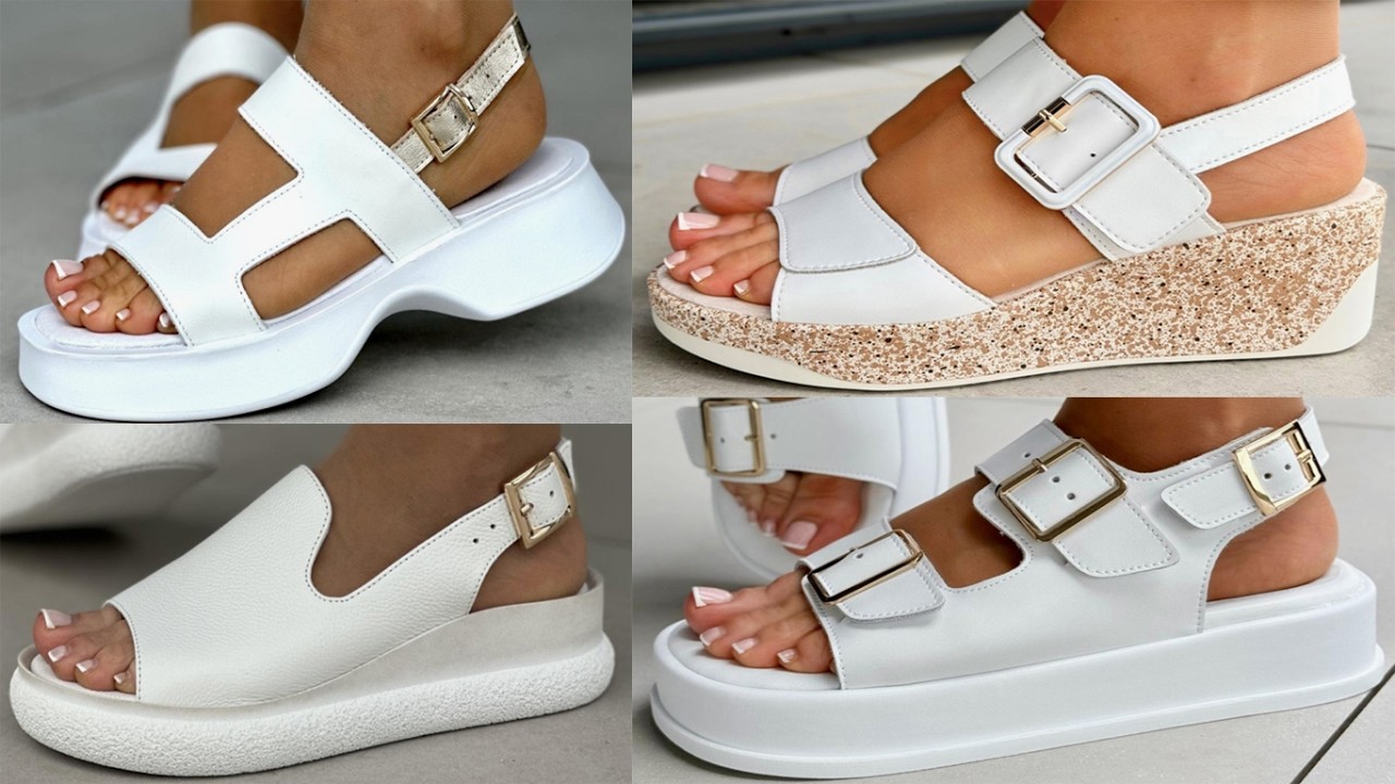 2026 TOP COMFORTABLE NEW WHITE SANDALS DESIGNS FOR WOMEN LATEST DAILY WEAR WHITE SANDALS COLLECTION