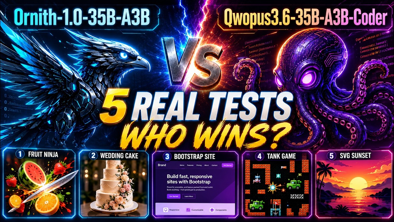 Ornith-1.0-35B vs Qwopus3.6-35B-A3B-Coder - 5 Local AI Tests