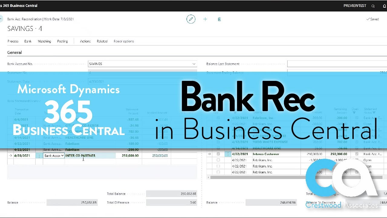 Bank Reconciliation in Business Central