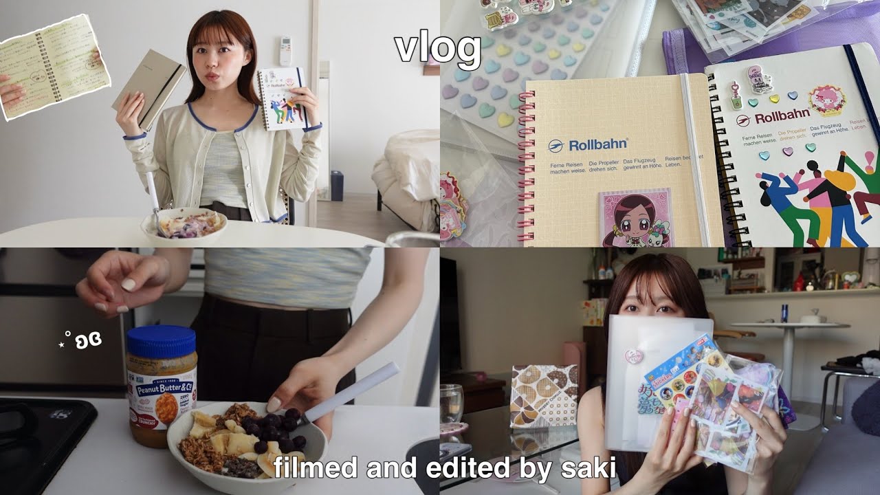 vlog)社会人の日常🌿 どんどん増えるノートとシールたちを紹介📖◝✩ 毎朝の朝食ルーティン🥣