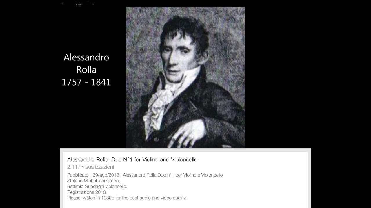 Alessandro Rolla    Duo n. 1   for  Violino and  Violoncello