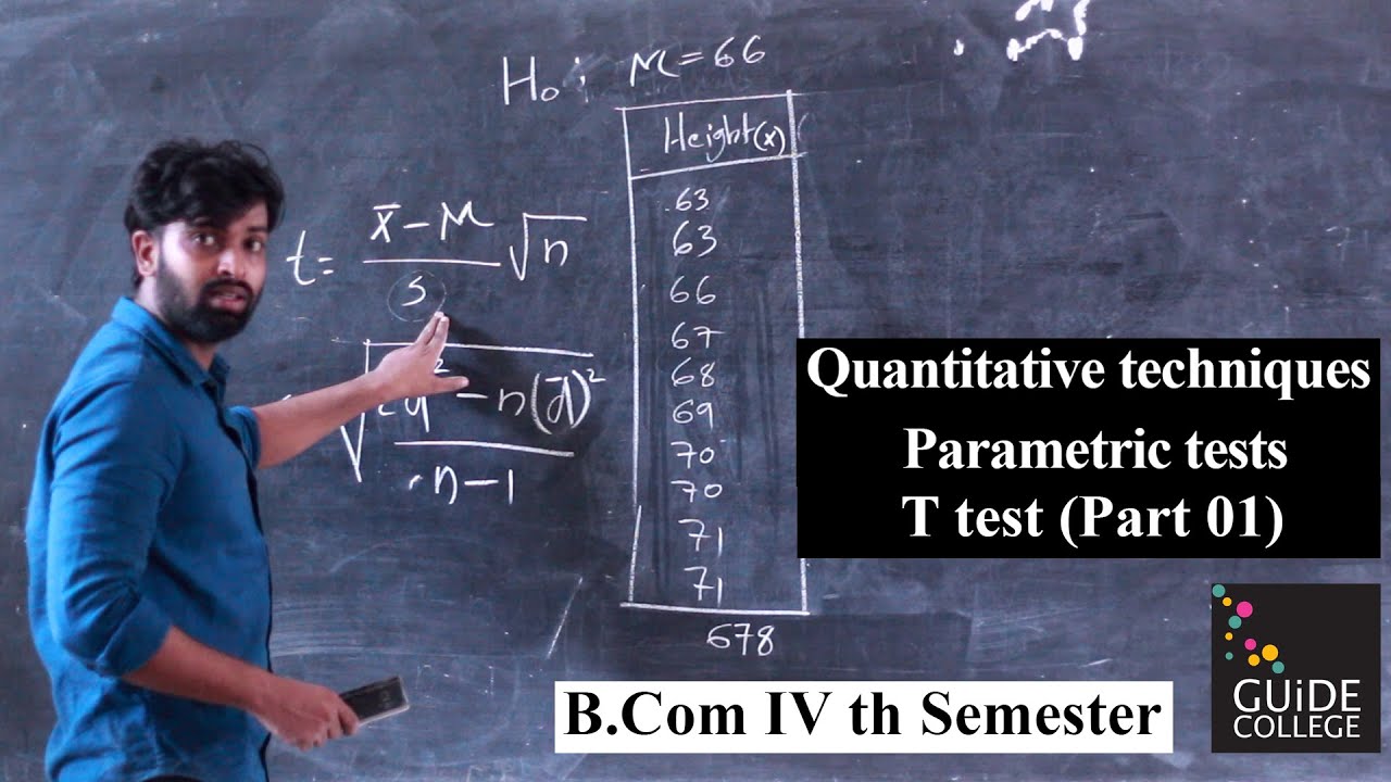 Parametric T Test Part 1-Quantitative Techniques | B.Com 4th Semester | Calicut University Malayalam