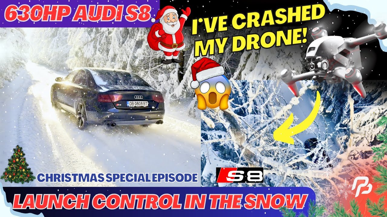 Audi S8 Quattro Playing In The SNOW ❄️ LAUNCH CONTROL💥 + EPIC DRONE CRASH! | 🎄Christmas Special 🎄