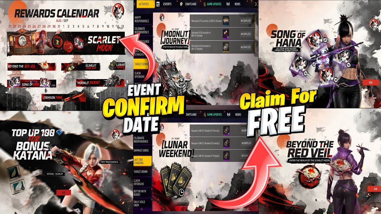 Blood Moon Event Calendar 🤯🥳 FREE Jeep + Bundle + Gloo Wall Skin! Scarlet Moon Rewards + Next Topup