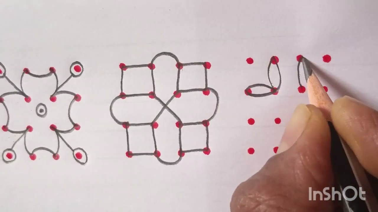 4*4 Dots 10 days daily esay kolam rangoli, simple small rangoli, rangoli with pencil ✏️✏️✏️✏️✏️