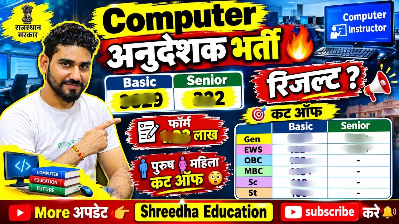 कंप्यूटर अनुदेशक cut off🔥इतना safe score 🙄 रिजल्ट तारीख Fix🔥Gen,Ews,OBC,Mbc,sc,st पुरुष महिला कट ऑफ 