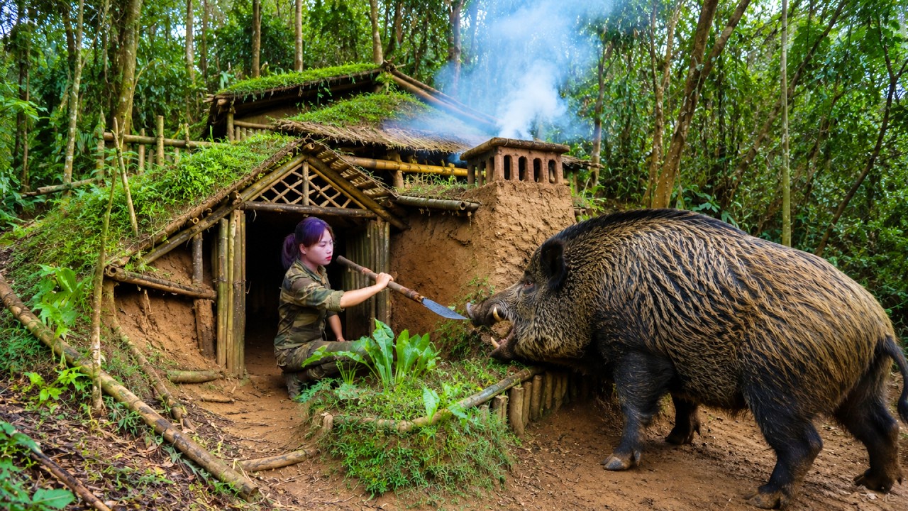 200 Days in the Wilderness: Building a Shelter and Surviving Night Attacks