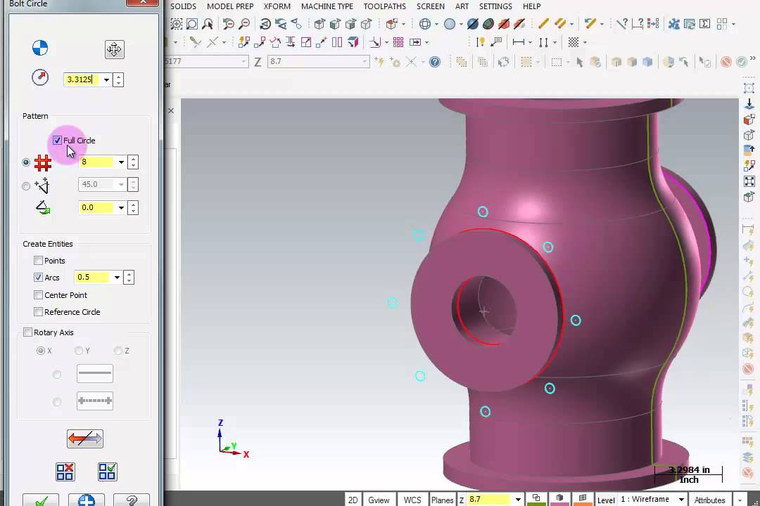 TFM - Mastercam X8 3D Wireframe Design - Solid Model Extrude Cuts