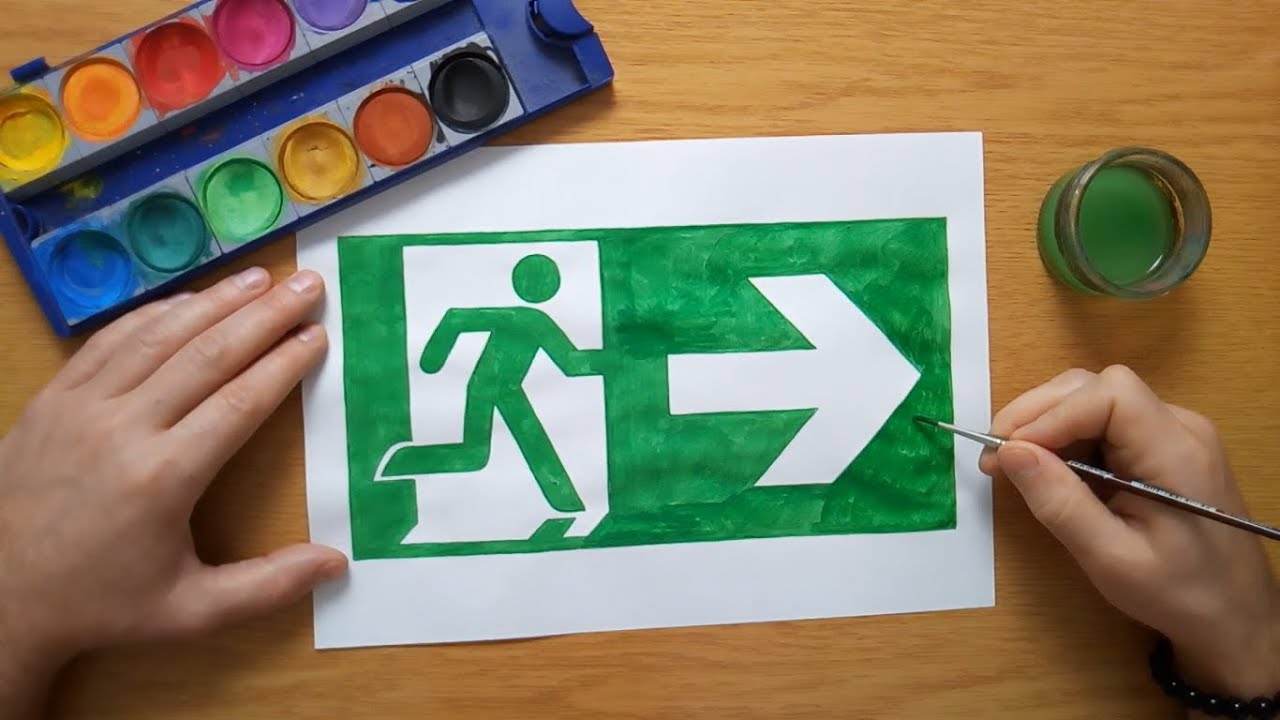 How to draw an EXIT sign - Emergency EXIT symbol
