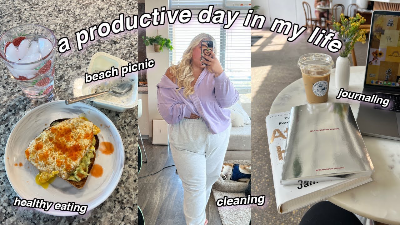 a PRODUCTIVE day in my life *healthy eating, journaling, cleaning, beach picnic*