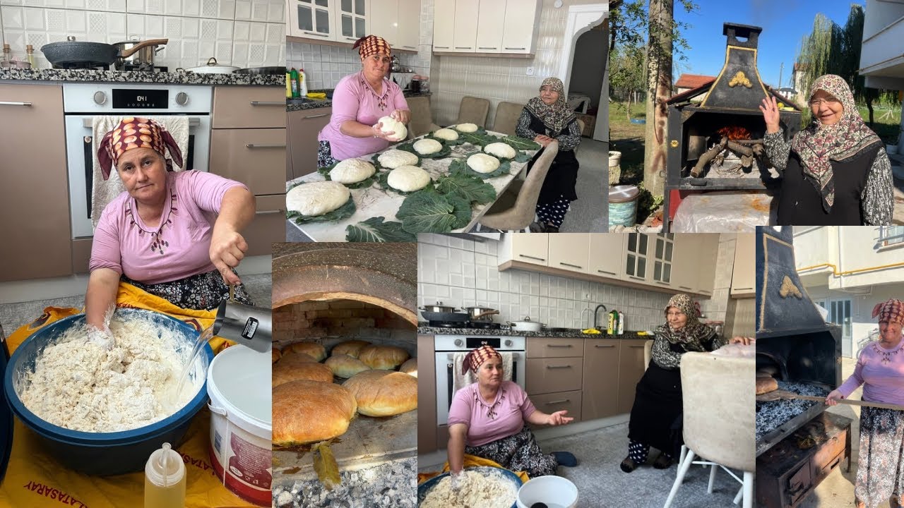 Teyzemiz ekmek yaptı❤ÇAYCUMA MANCARLI EKMEĞİ💯#taşfırın #ekmek #pratiktarifler