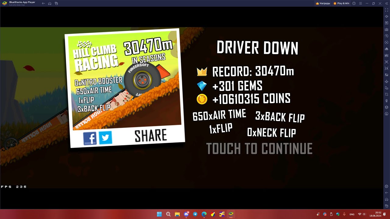 Hill Climb Racing Dragster + Seasons 30470m (full run)