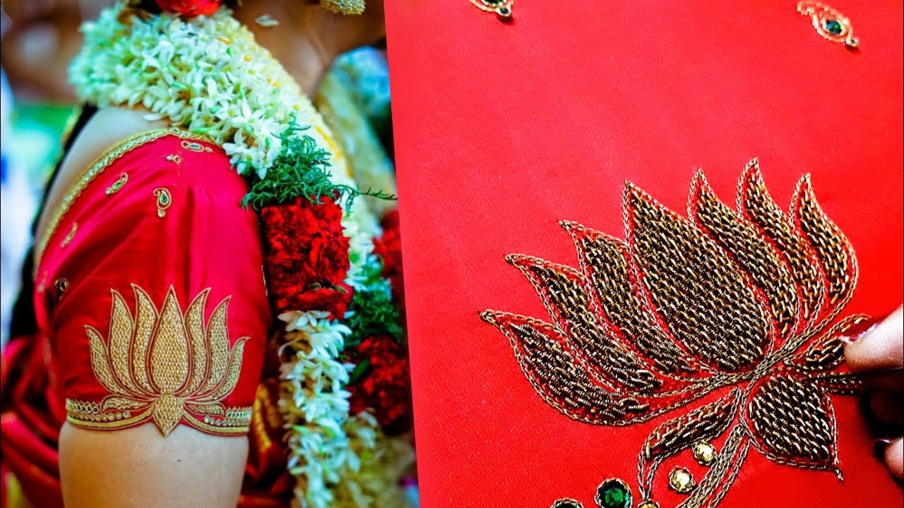 Aari Work Blouse 64 | Bridal Blouse Designing with Zardosi Mat Filling Stitch using Aari Needle
