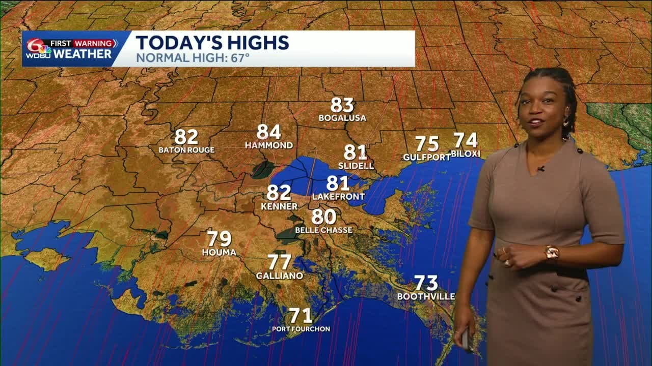 Another 80+ degree day in your Thursday New Orleans forecast