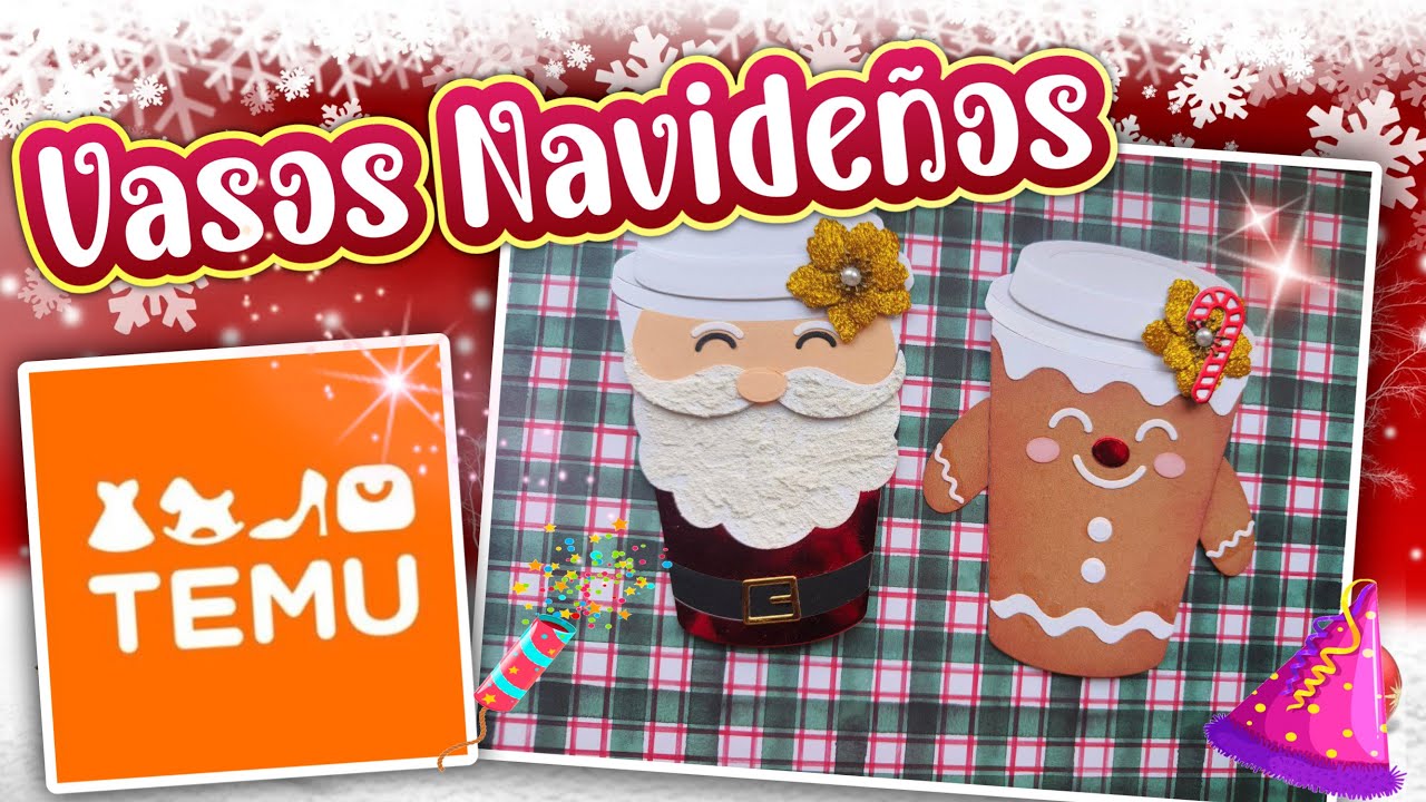 Vaso Navideño, con troquel de TEMU, ideal para tus proyectos de scrap🎄