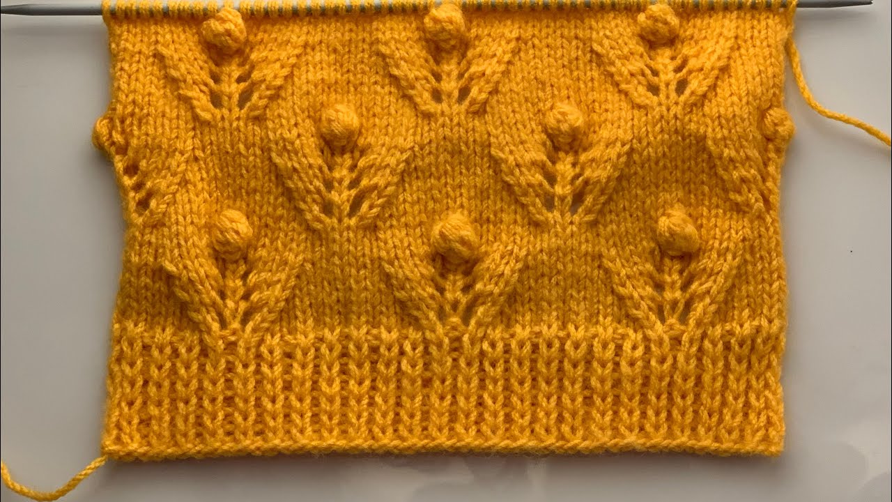 Leaf knit stitch pattern for ladies sweater/cardigan