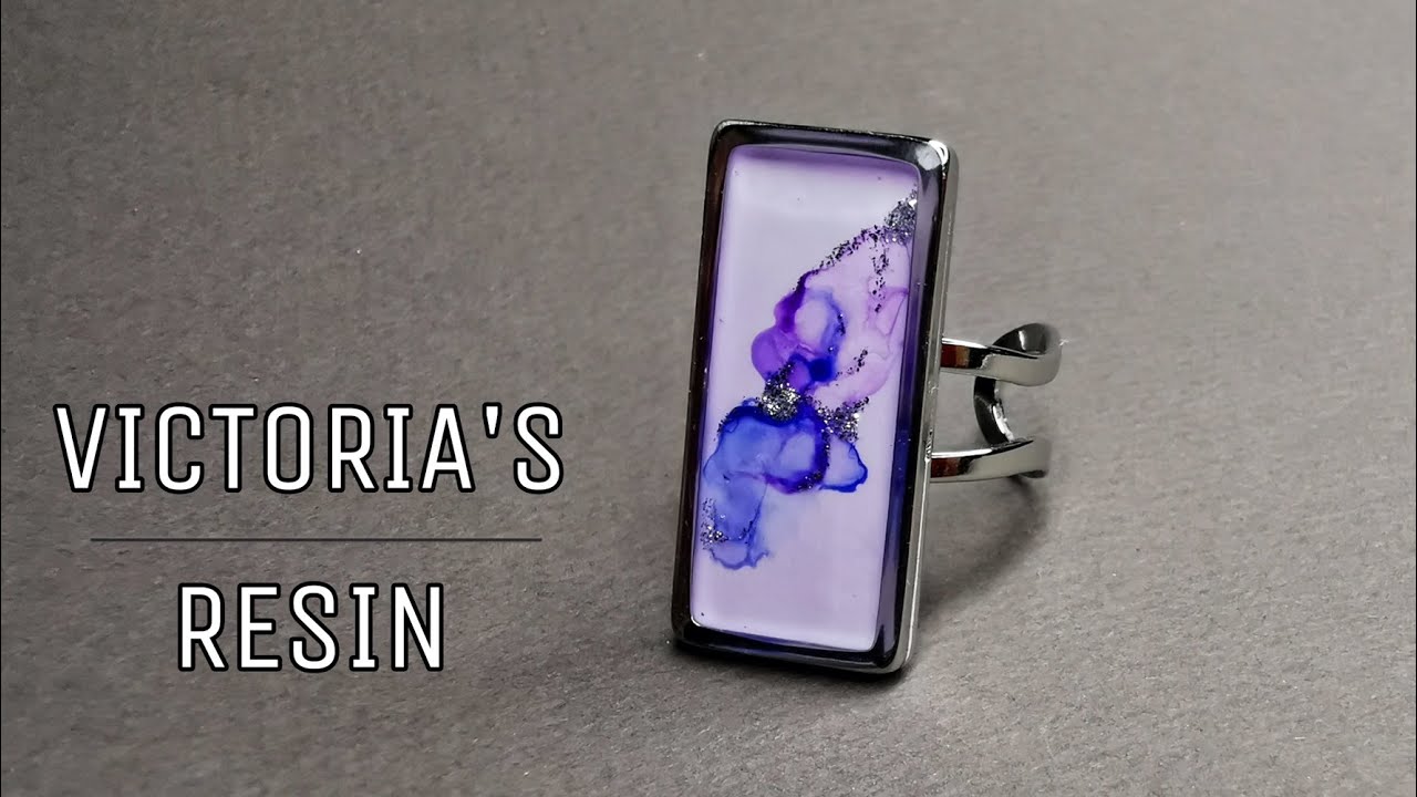 DIY UV resin ring / Watercolor abstract painting