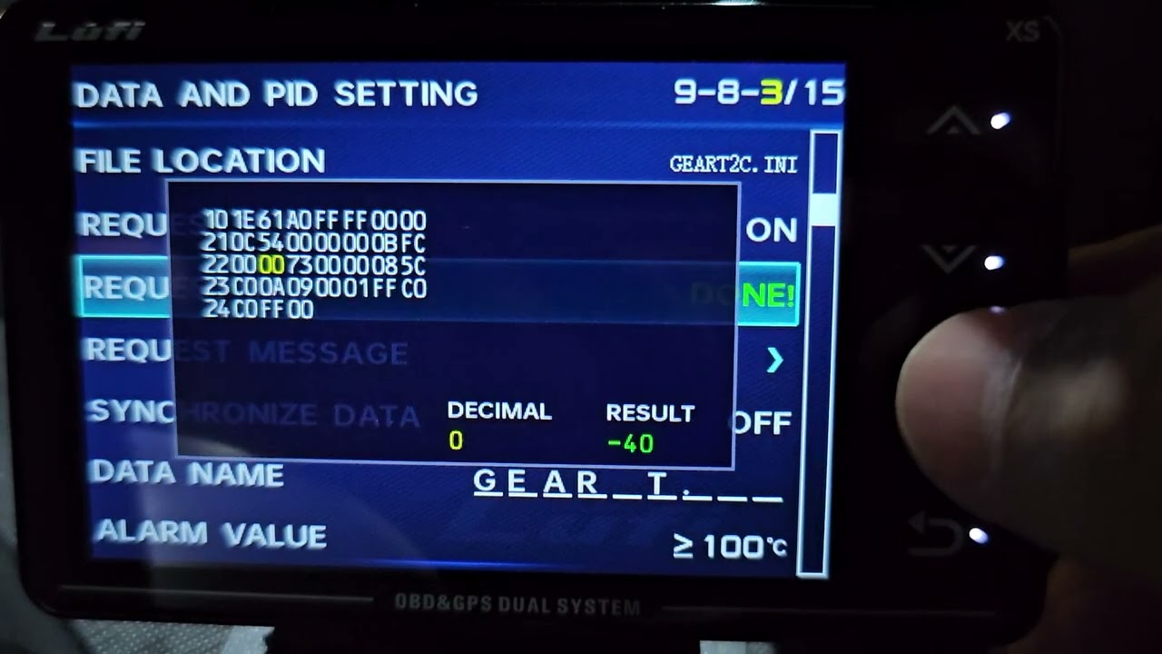 Setup Lufi XS to display Gear Temperature for Hyundai Santa Fe DM
