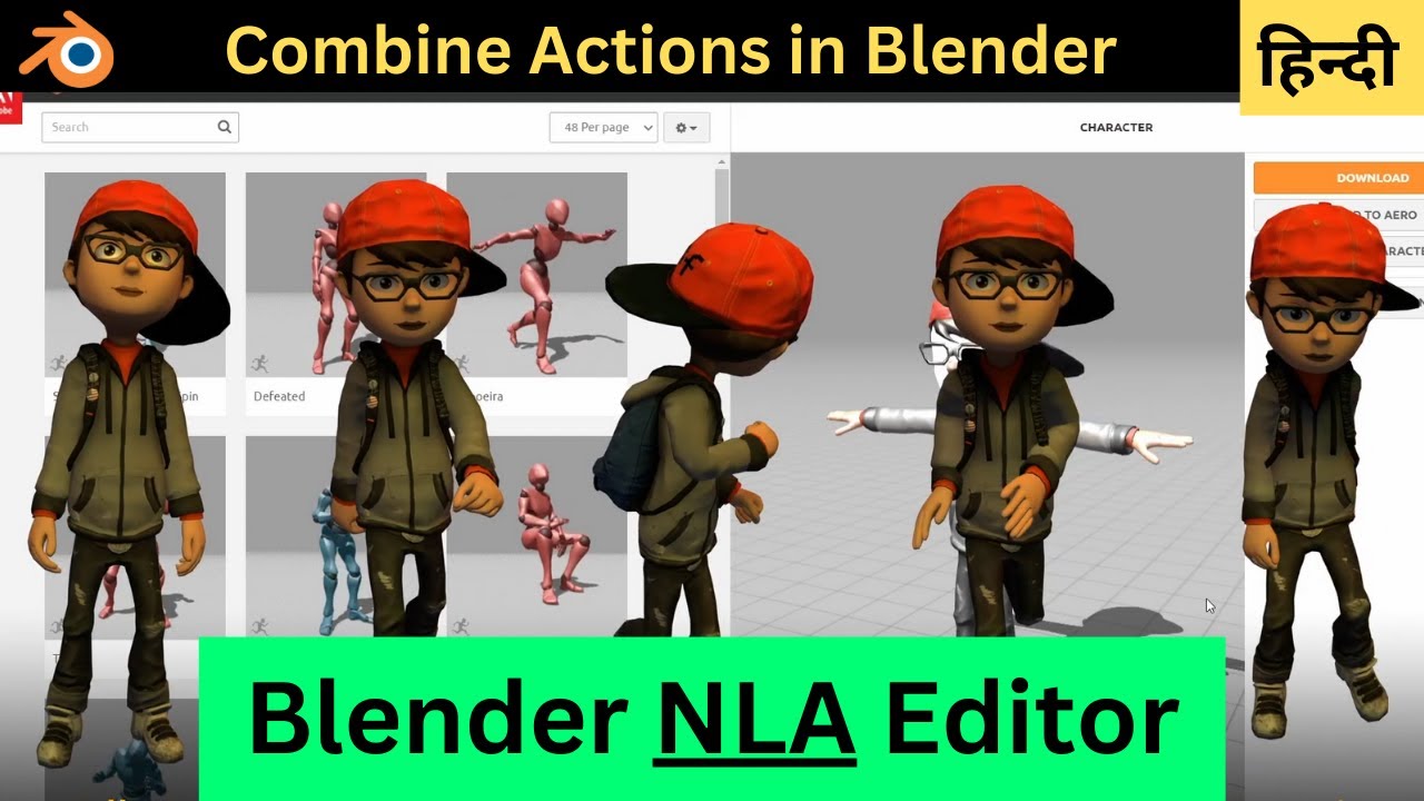 Create Full Animation Video by combining Actions in Blender in Hindi (NLA Editor)