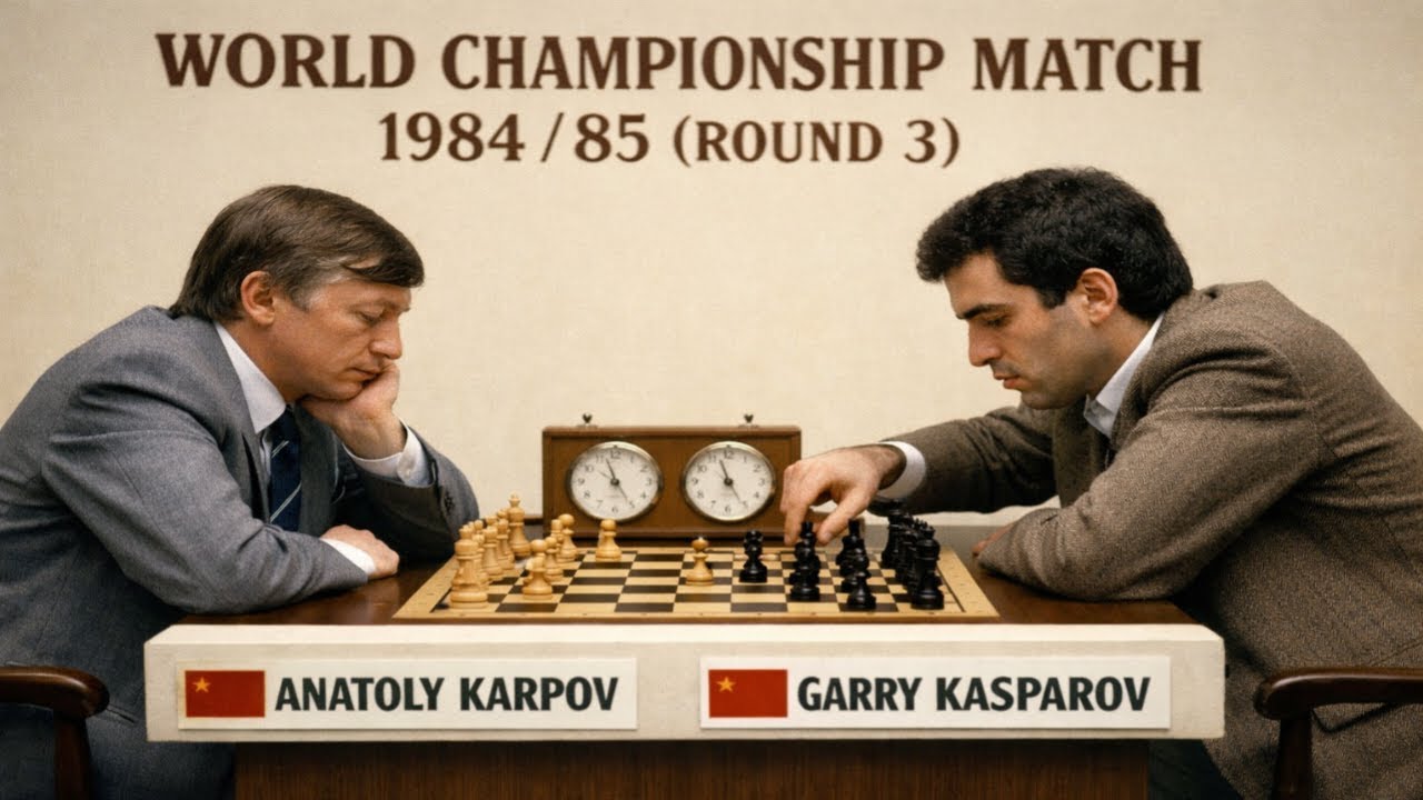 Anatoly Karpov vs Garry Kasparov • World Championship Match. 1984/85 ( ROUND 3 )