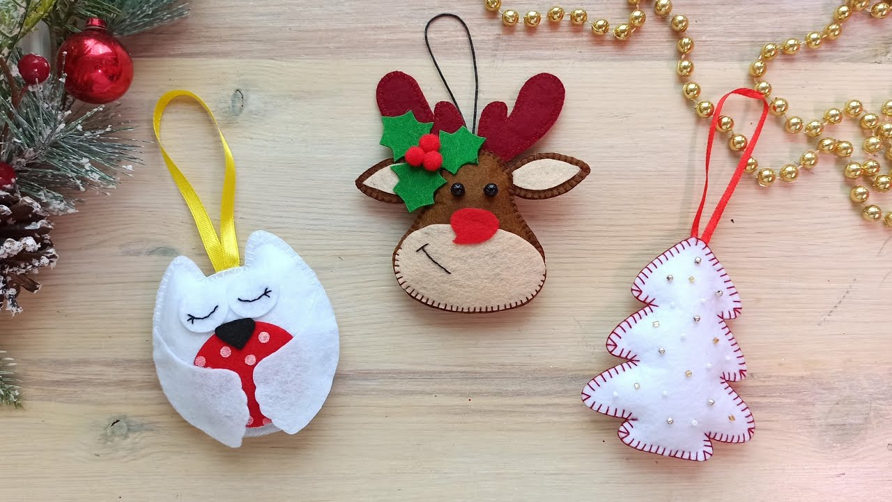 ЕЛОЧНЫЕ ИГРУШКИ СВОИМИ РУКАМИ 🎄 НОВОГОДНИЕ ПОДЕЛКИ ☃️ DIY НОВОГОДНИЕ ИГРУШКИ из ФЕТРА