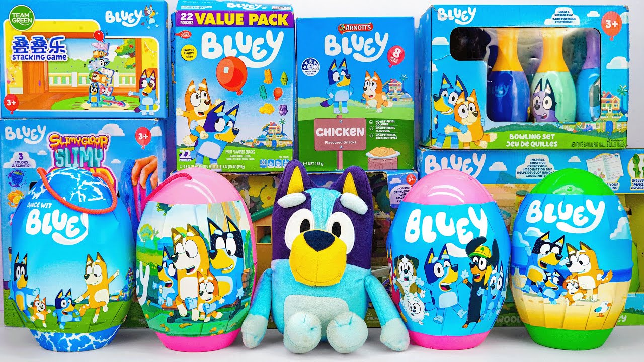 Bluey Toy Collection Unboxing Review 🎁 Bluey Surprise Eggs & Bluey Bowling Set