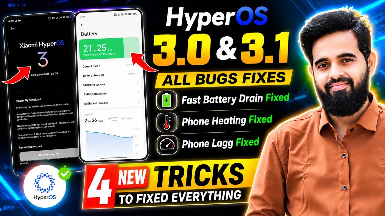 HyperOS 3.0 & 3.1 Best Bug Fixes, Battery Drain, Heating & Lag Fix, 4 Secret Tricks, Redmi, Xiaomi 