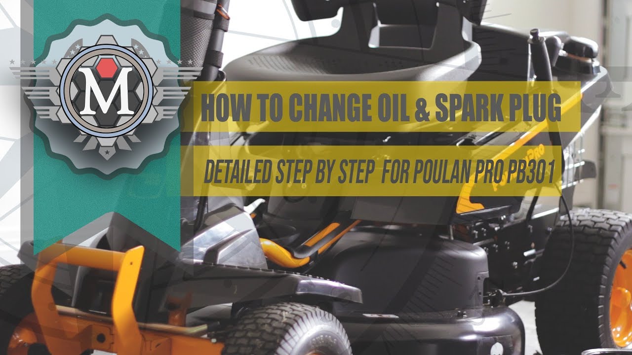 Step by Step How to Change Oil and Spark Plug in Poulan Pro PB301 Lawn Mower Rider Tractor