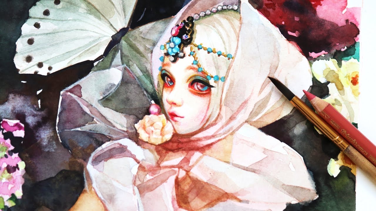 WATERCOLORS AND COLORED PENCILS PAINTING PROCESS // Whispers of the Forest