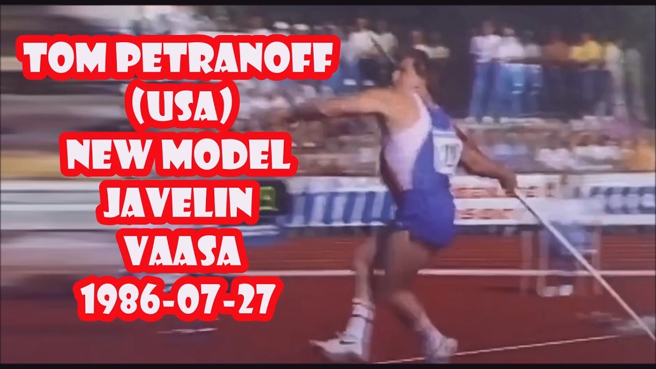 Tom Petranoff (USA) with the new model javelin at Vaasa 1986-07-27.