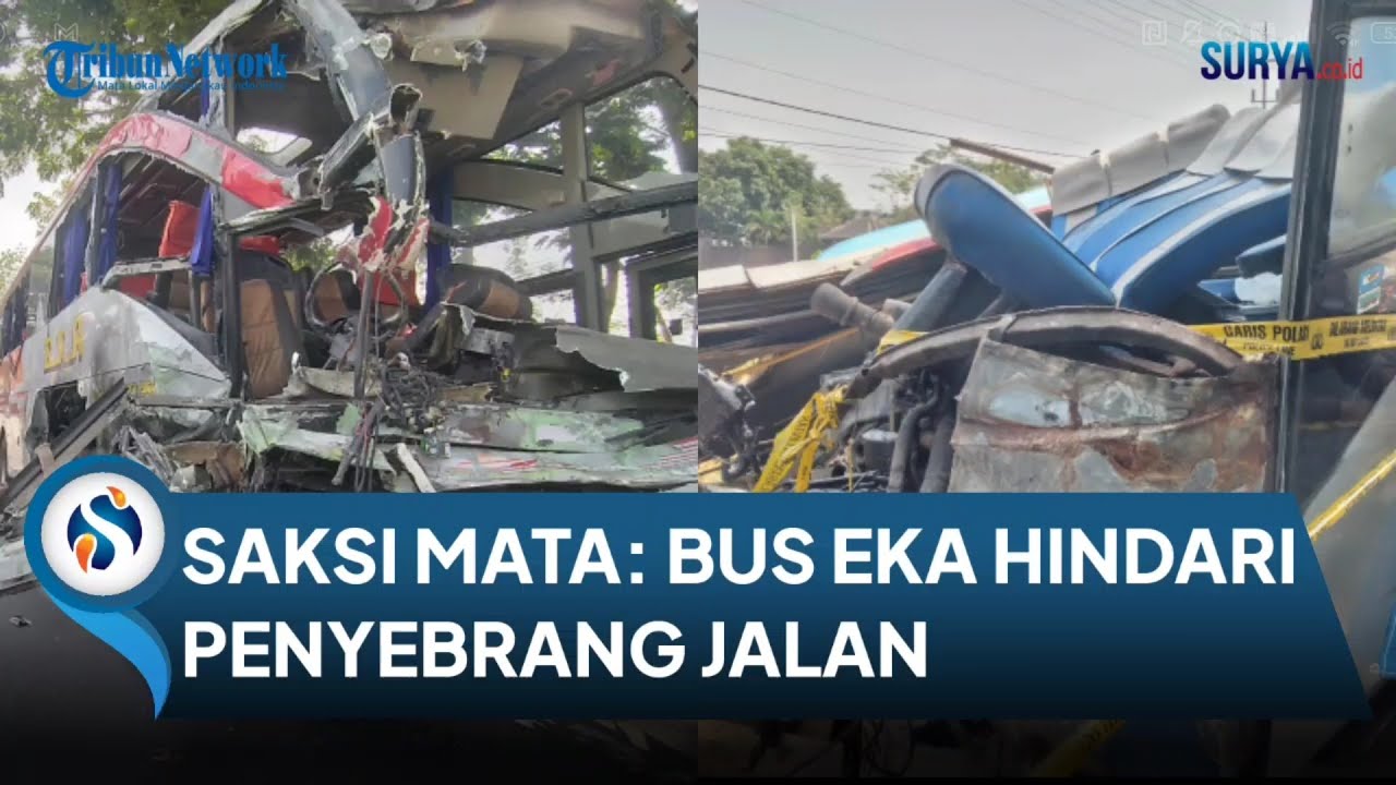 KRONOLOGI Laka Bus Eka Vs Sugeng Rahayu di Ngawi. Saksi Mata : Hindari Penyebrangan Jalan