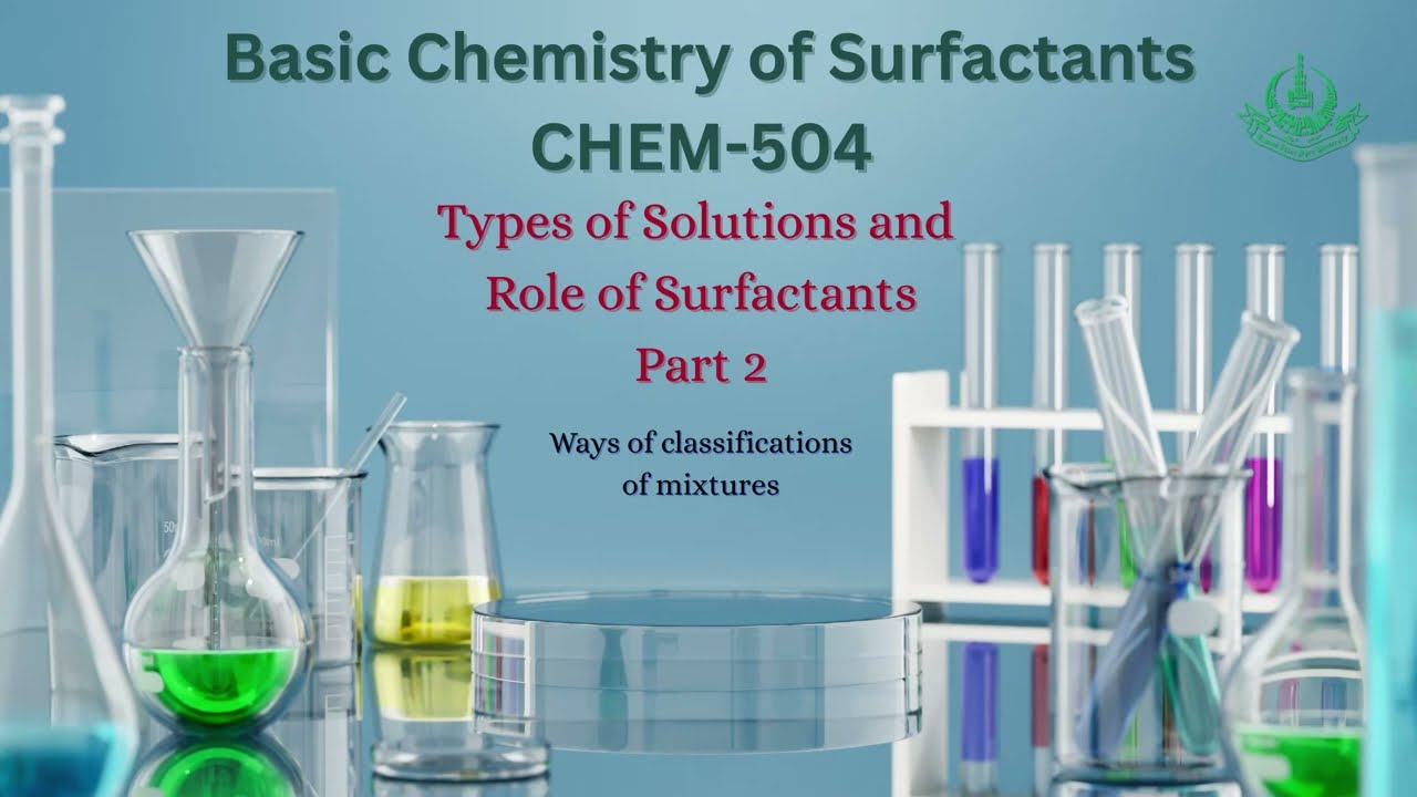 Basic Chemistry of Surfactants | CHEM-504 | Ways of classifications of mixtures | Unit 2 | Program 5