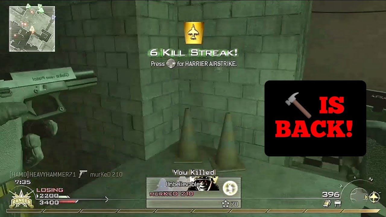 MW2 STREAKS - HEAVYHAMMER71 HARDLINE HARDWORK RETURNS - 🔨 GETS UAV & A PREDATOR MISSILE & HARRIERS!!
