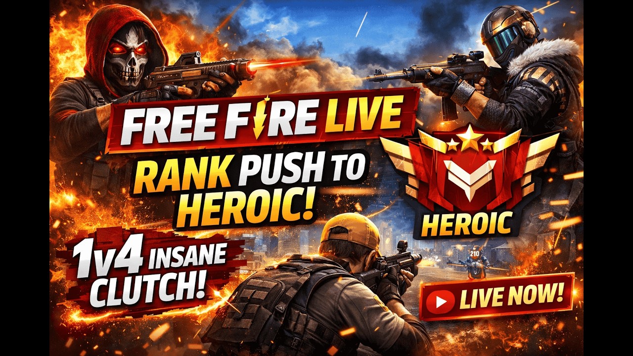 Free Fire LIVE 🔴 Rank Push to Heroic | Intense Clutch Gameplay 😱🔥