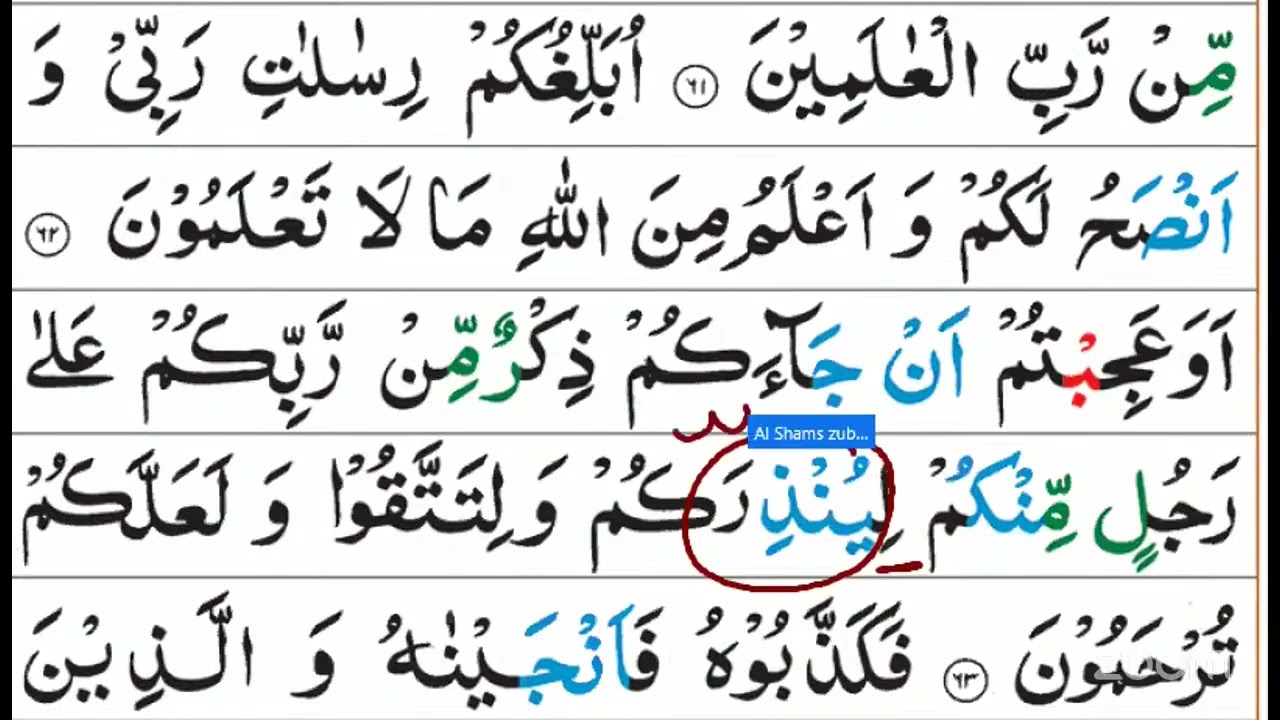 Surah Al Aa,raf Ayat 60 to 63 | Word analysis and Translation of Quran by Zubeena Naaz