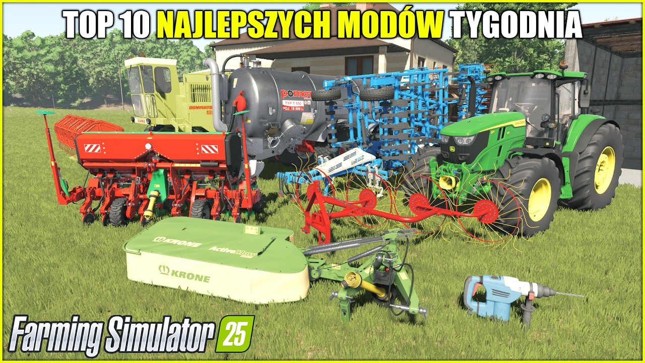 TOP 10 NAJLEPSZYCH POLSKICH MODÓW ⭐ FS 25  *Pomot T5X0 Pack, Wiertarka, AgroMasz Falcon 3/3+*