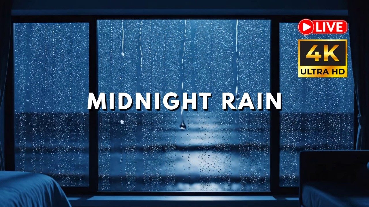 Live Heavy Night Rain on Window | Sleep Aid Ambience by the Sea