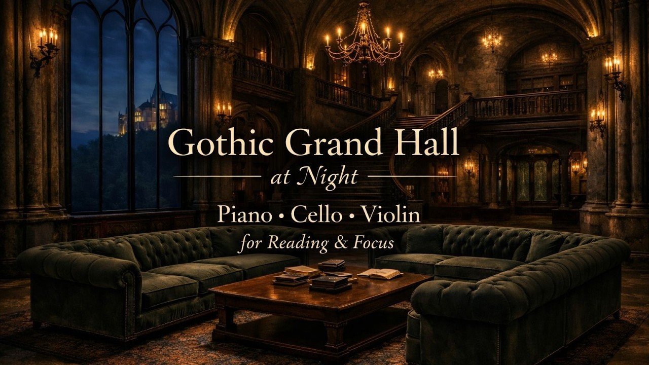 Gothic Grand Hall at Night | Piano, Cello & Violin for Reading & Focus