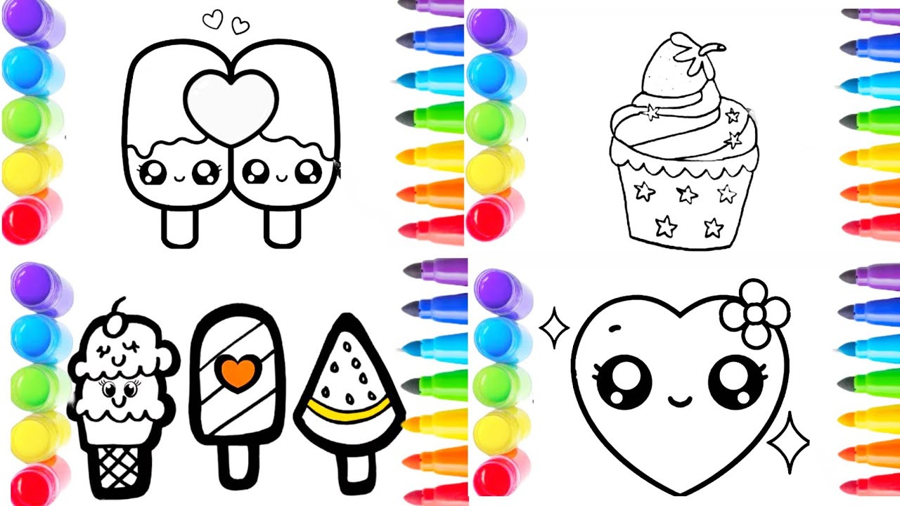 Как нарисовать милого единорога. Рисование, раскрашивание и создание рисунков для детей и малышей...