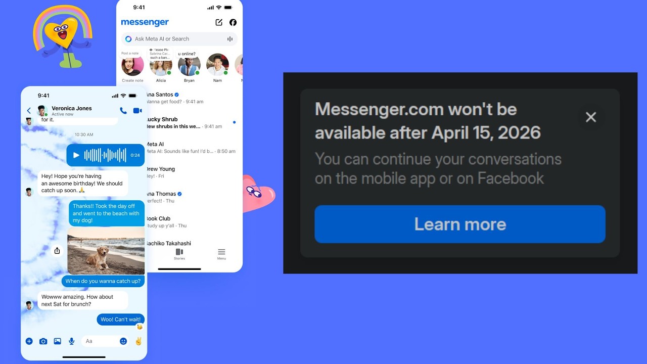 Facebook Messenger.com прекратит своё существование 15 апреля 2026 года.