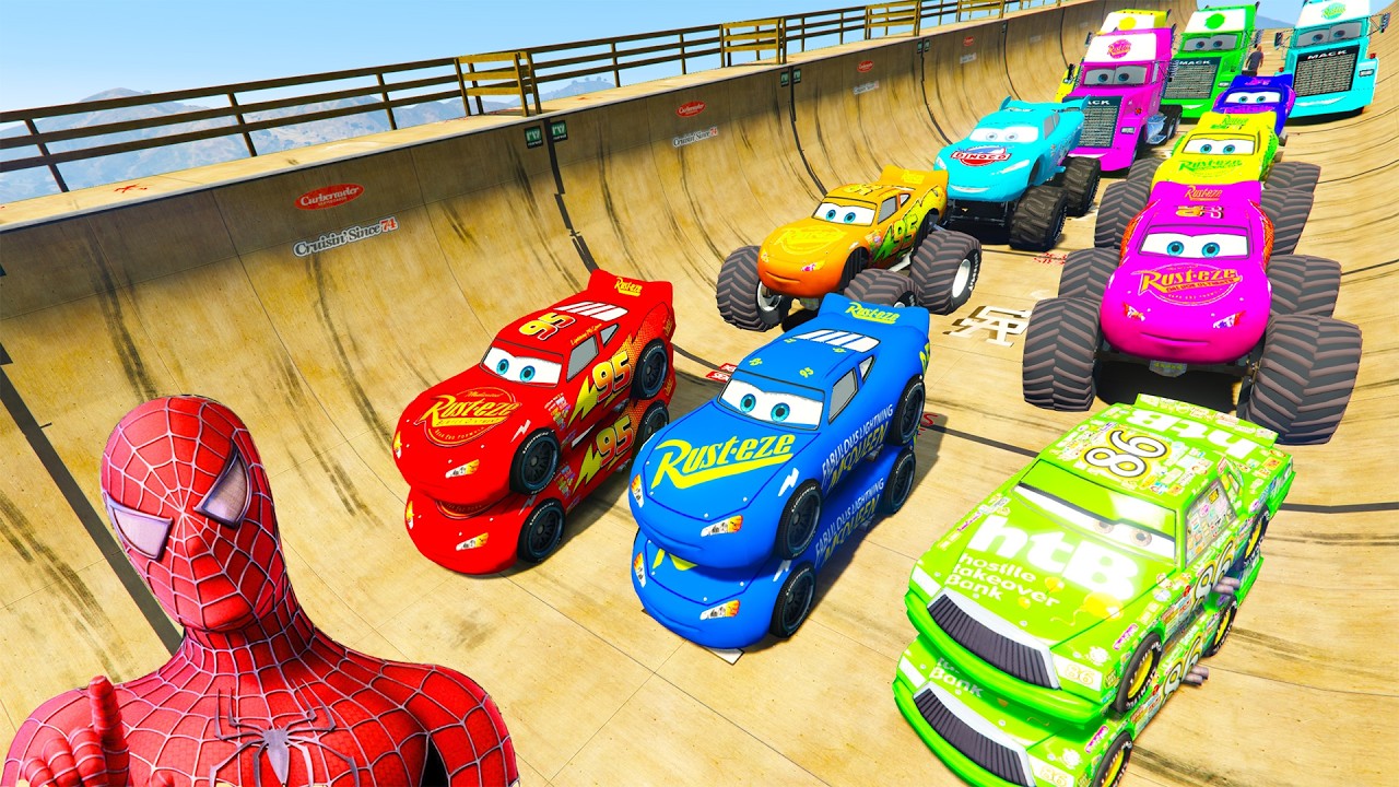 GTA V Superheroes Crazy Race Gameplay Challenge with Super Cars | GTA 5 Spiderman Car Stunt Race #29