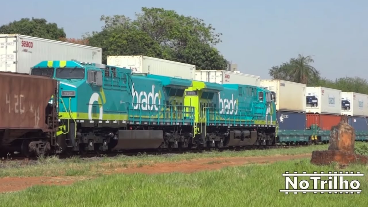 PRIMEIRA VIAGEM das Novas locomotivas GE AC44i brado logística (9921 e 9922)