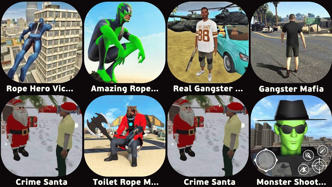 Rope Hero Vice Town,Amazing Rope Police,Real Gangster Crime,Gangster Mafia,Monster Shooter FPS Mafia