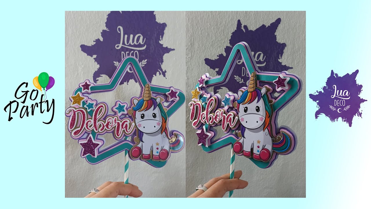 Como hacer Cake Topper 3D Unicornio - By Lua Deco