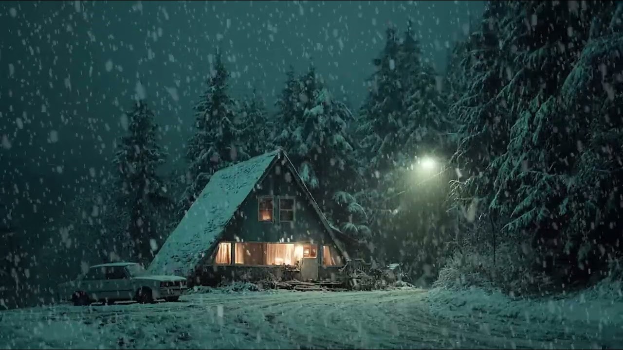 Long Winter Night Snowstorm and Wind | Calming Cold Ambience for Deep Sleep and Stress Relief