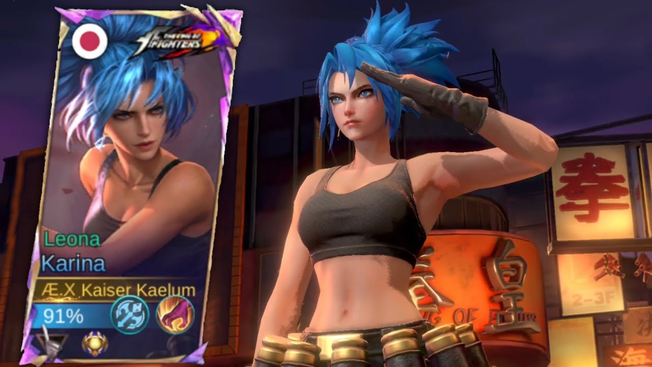 SO BEAUTIFUL!!! RETURN OF KOF KARINA LEONA SKIN FULL GAMEPLAY!!! 🔥🔥 (best build emblem combos)