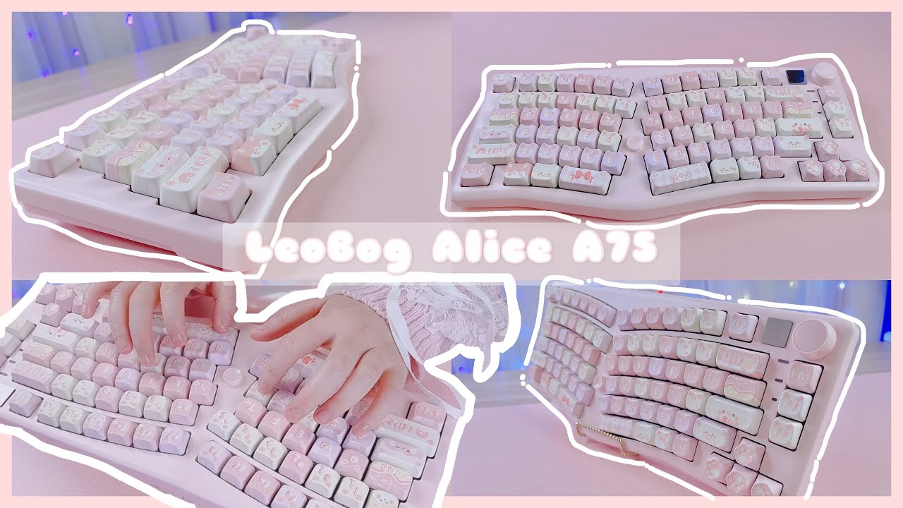 [4K] Unboxing Leobog Alice A75 Kawaii Meow Keyboard x WhatGeek 💓 Barbie Switches ~ Pre-Lubed! 🐈