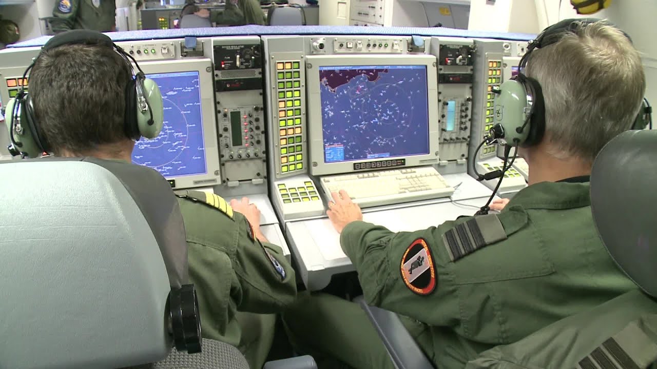 E-3 Sentry Airborne Warning & Control System. Take-Off, Landing, Interior Shots